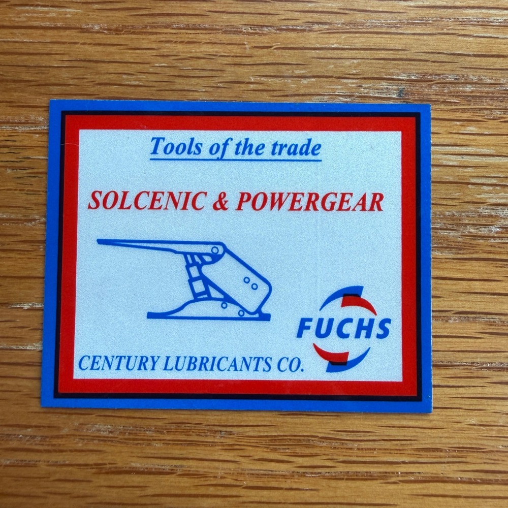 Vintage Fuchs Century Lubricants Solcenic & Powergear Coal mining Sticker